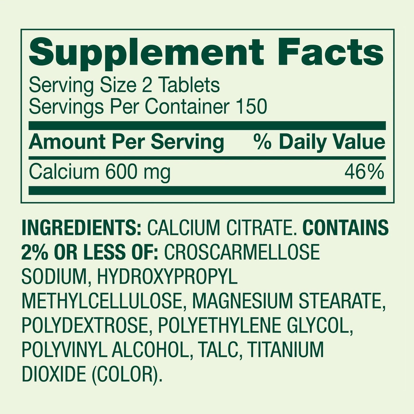 Close up of Spring Valley Calcium Citrate dietary supplement packaging