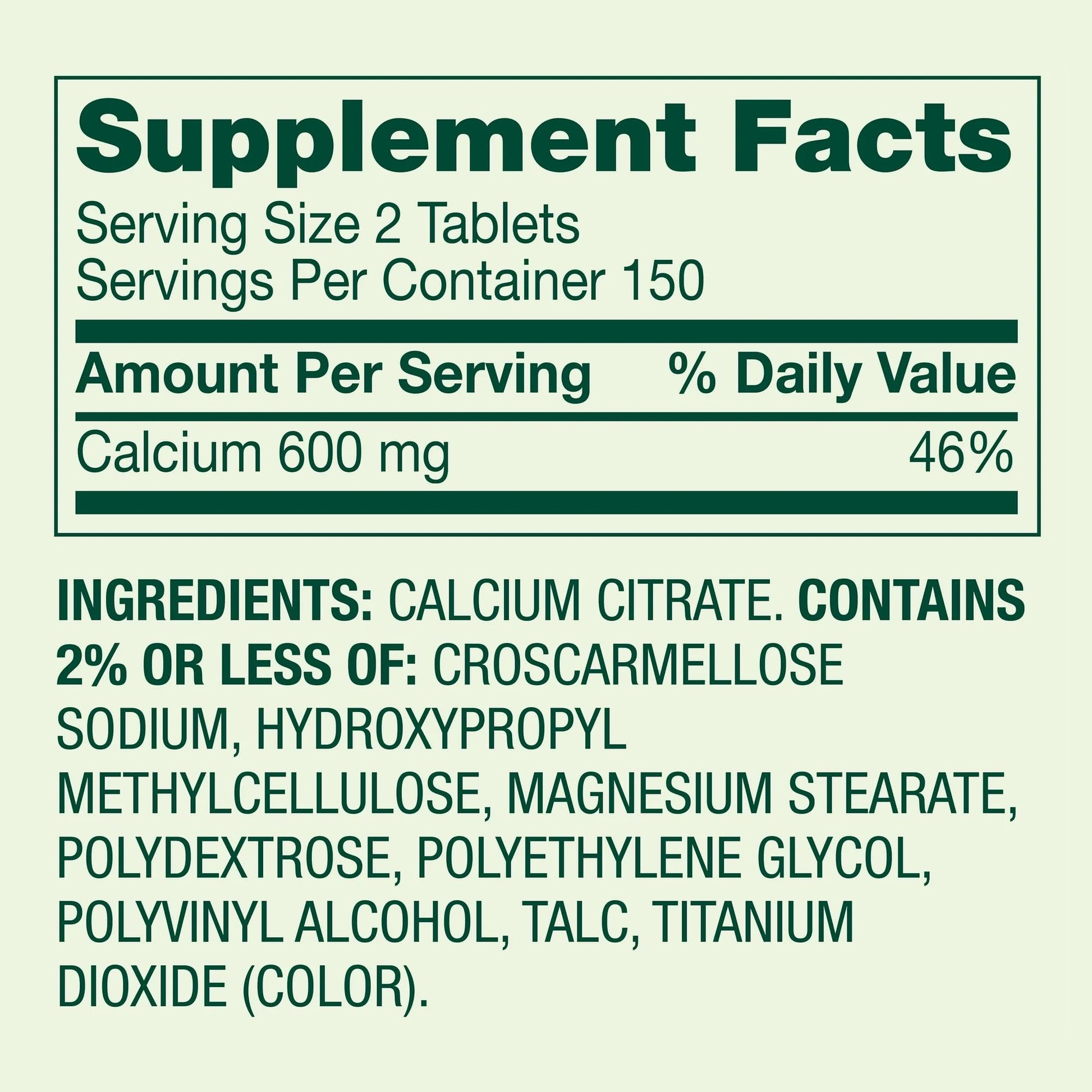 Close up of Spring Valley Calcium Citrate dietary supplement packaging