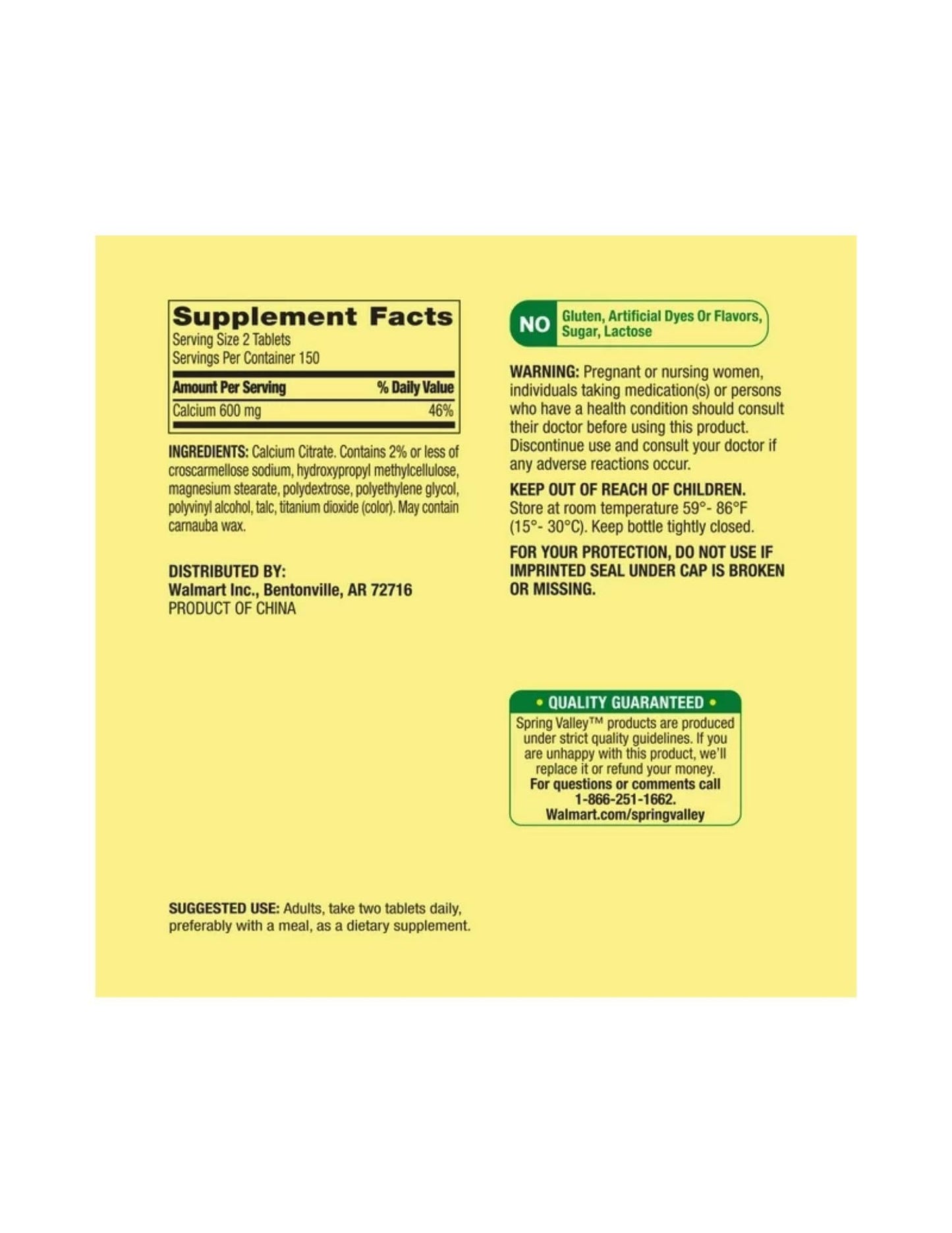 Authentic Spring Valley Calcium Citrate supplement for bone health