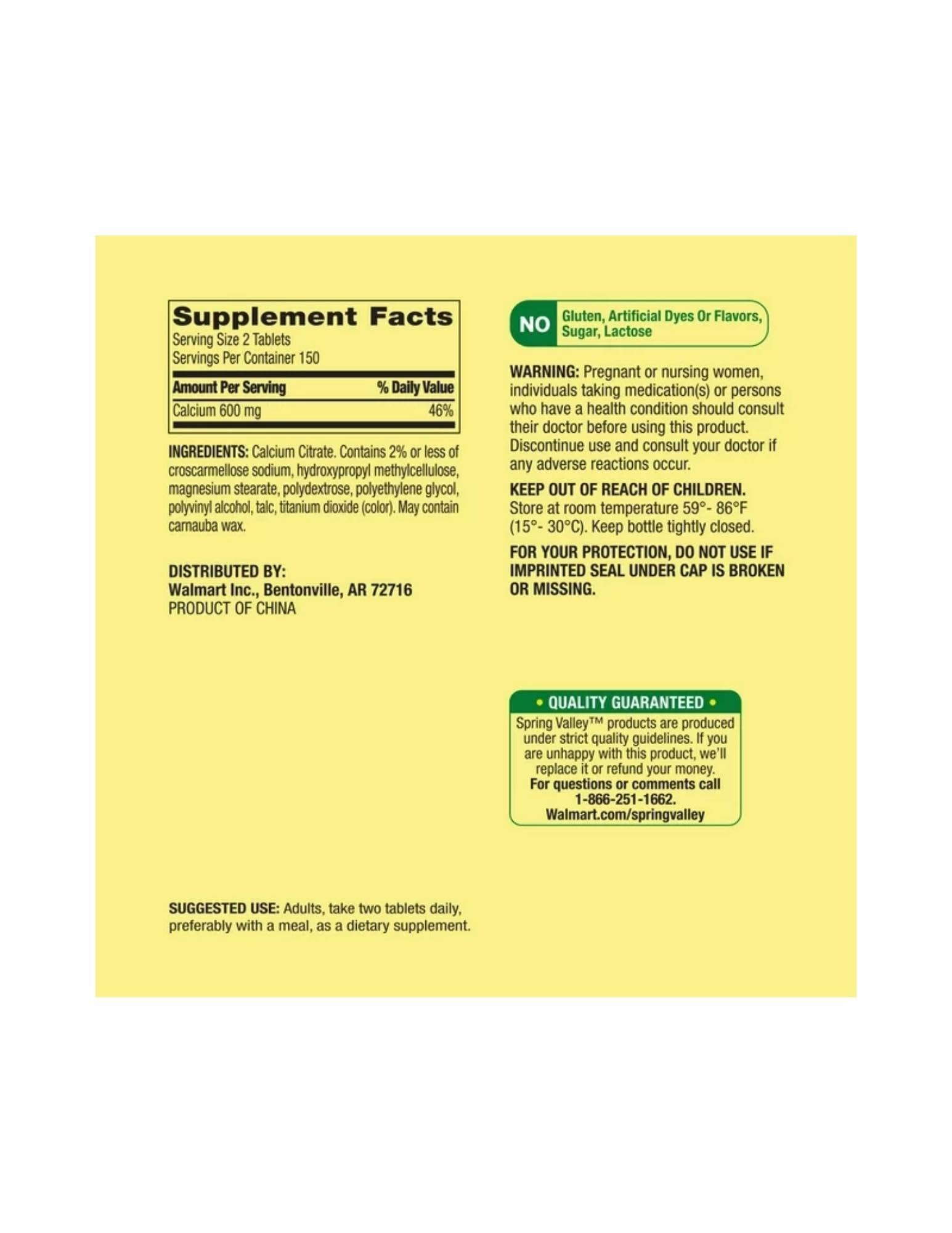 Authentic Spring Valley Calcium Citrate supplement for bone health