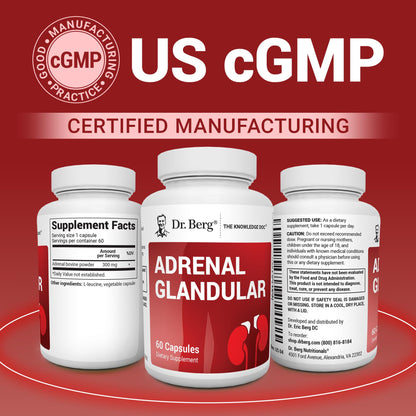 Authentic USA imported Dr. Berg adrenal fatigue supplement bottle premium display