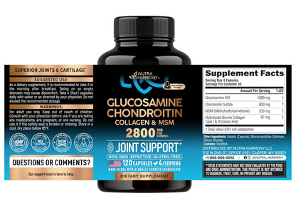 Nutraharmony joint support supplement label details