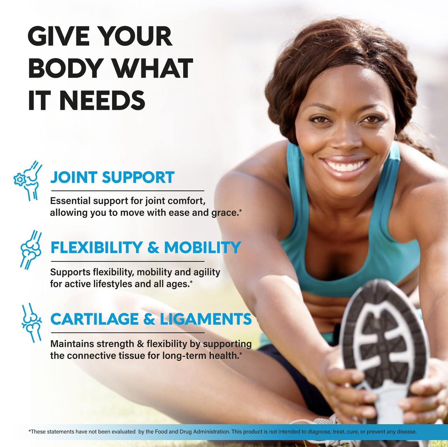 Side view of Nutraharmony joint supplement bottle showing ingredients