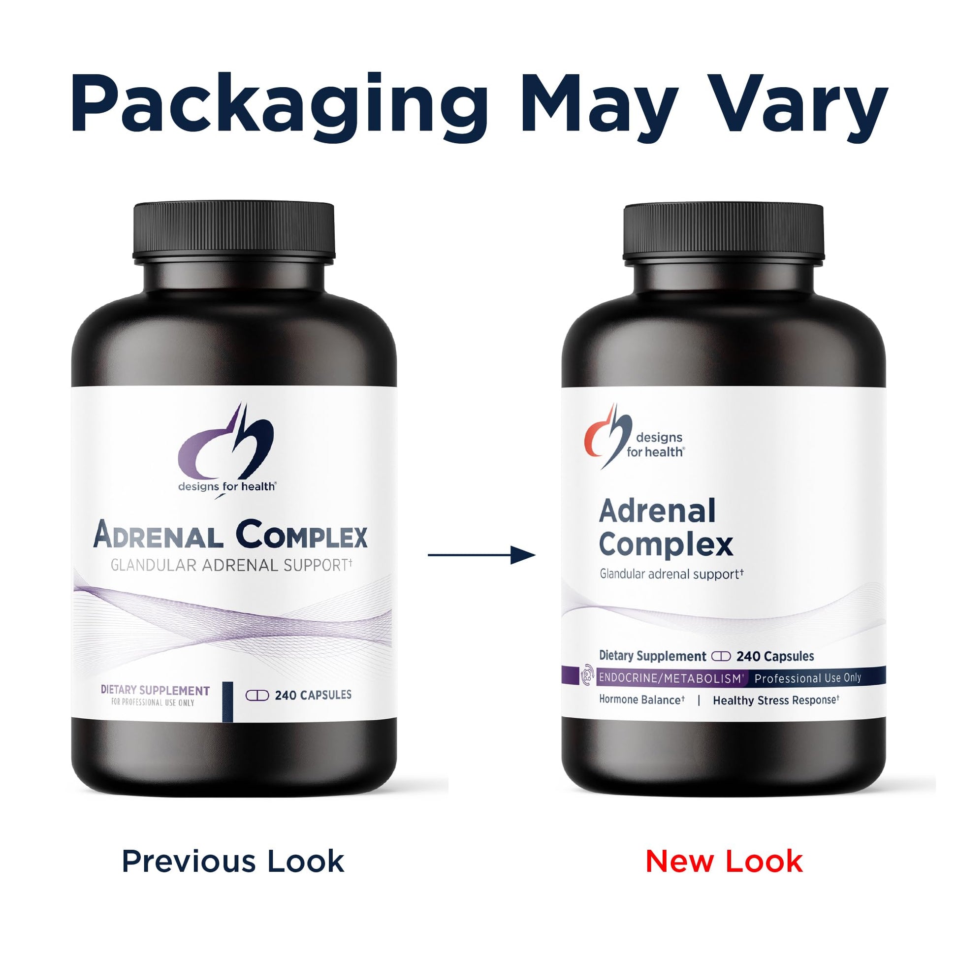 Authentic USA imported Designs for Health Adrenal Complex bottle on clear background