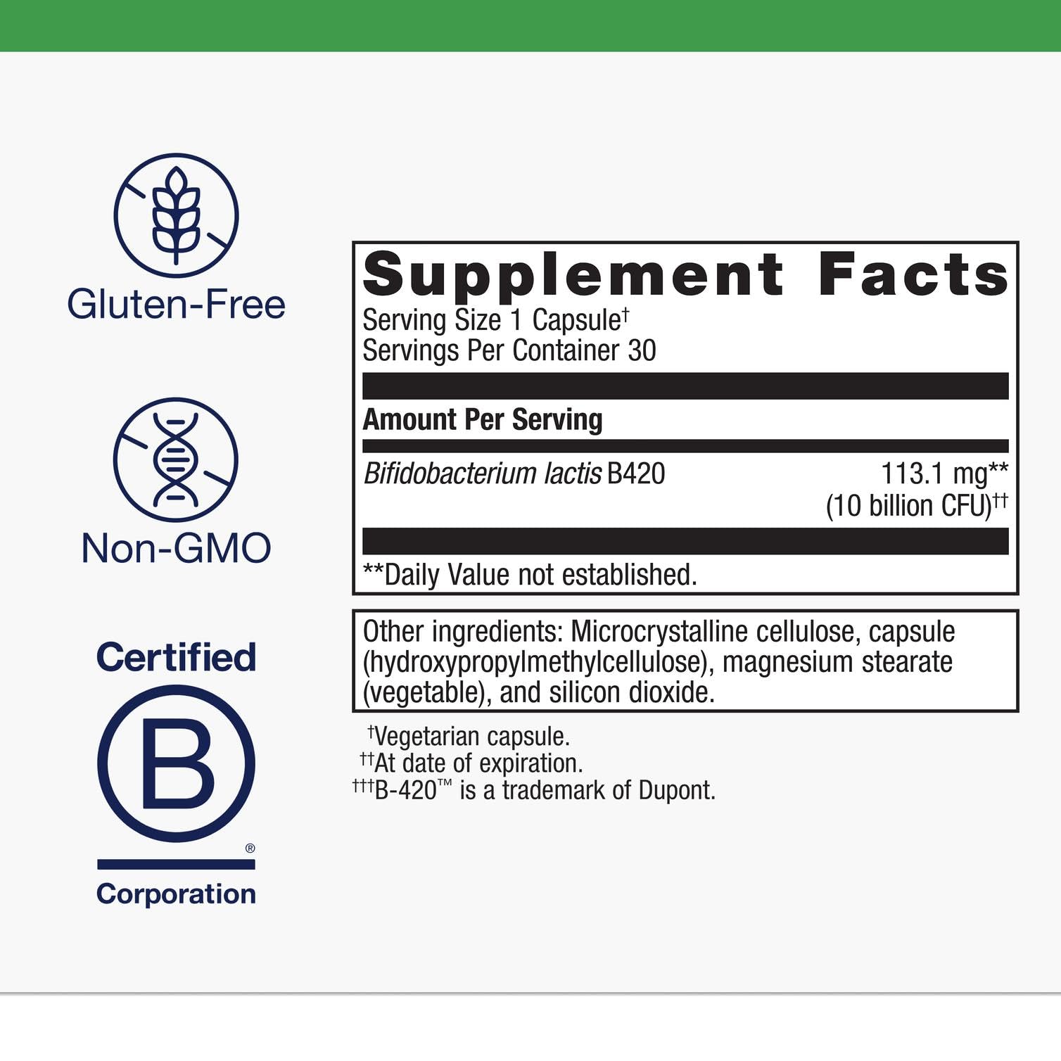 Metagenics UltraFlora Control authentic USA imported gut health capsules nutritional facts label closeup