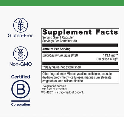 Metagenics UltraFlora Control authentic USA imported gut health capsules nutritional facts label closeup