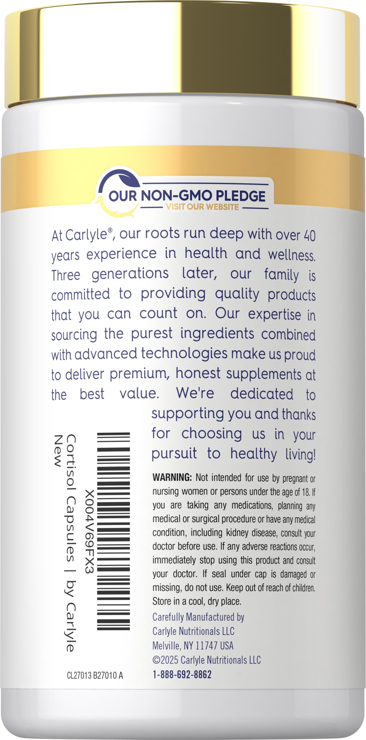 Carlyle Cortisol Support magnesium glycinate nutritional facts panel view