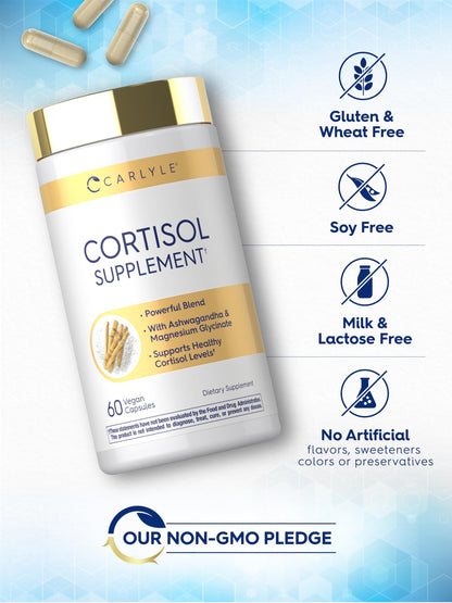 Non GMO and gluten free Carlyle cortisol management product seal details