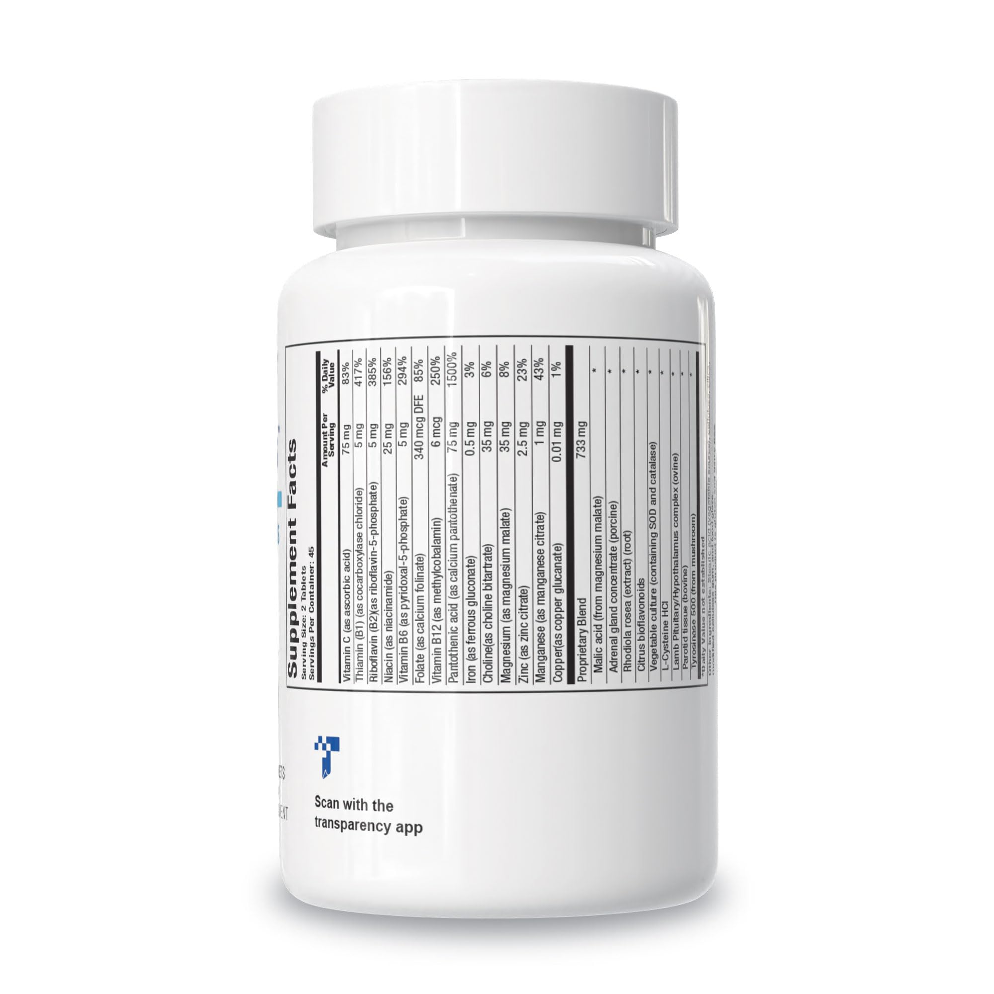 Biotics Research ADB5 Plus supplement side panel showing dietary ingredients.