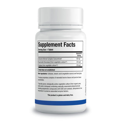 Authentic Biotics Research adrenal support tablets packaging side view