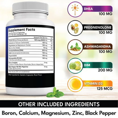 New Age hormone support capsules with Vitamin D3 label details