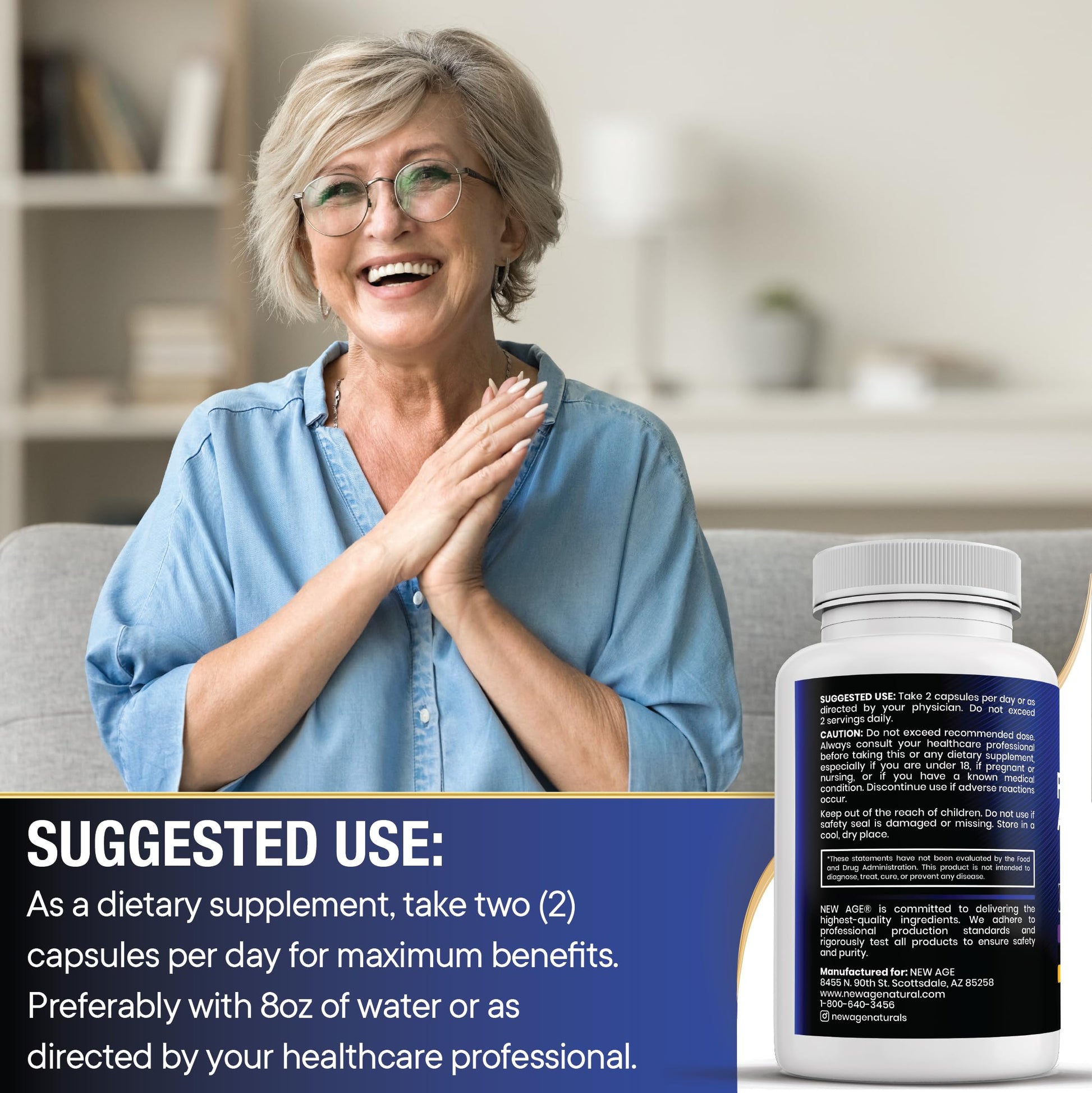 Side profile of New Age multi nutrient hormone blend packaging