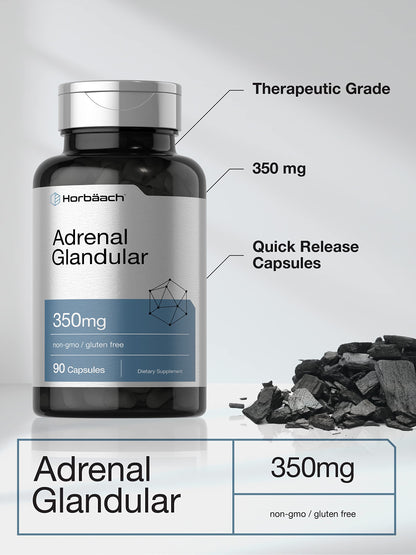 Horbaach adrenal support 90 quick release capsules dietary supplement