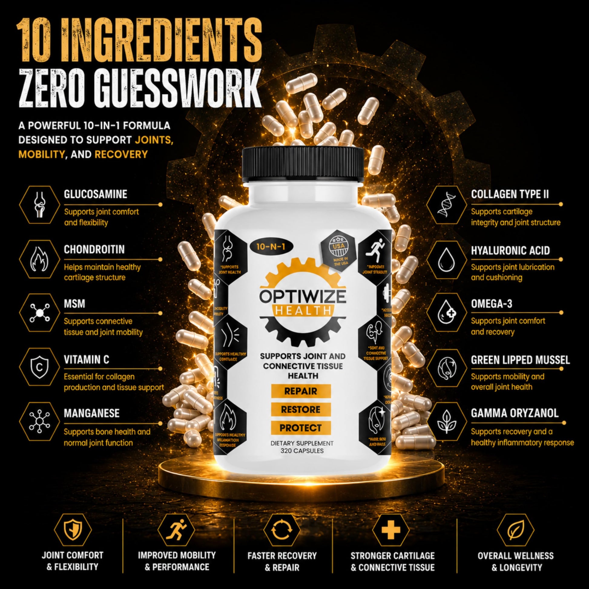 OptiWize 320 capsule bottle supplement label details