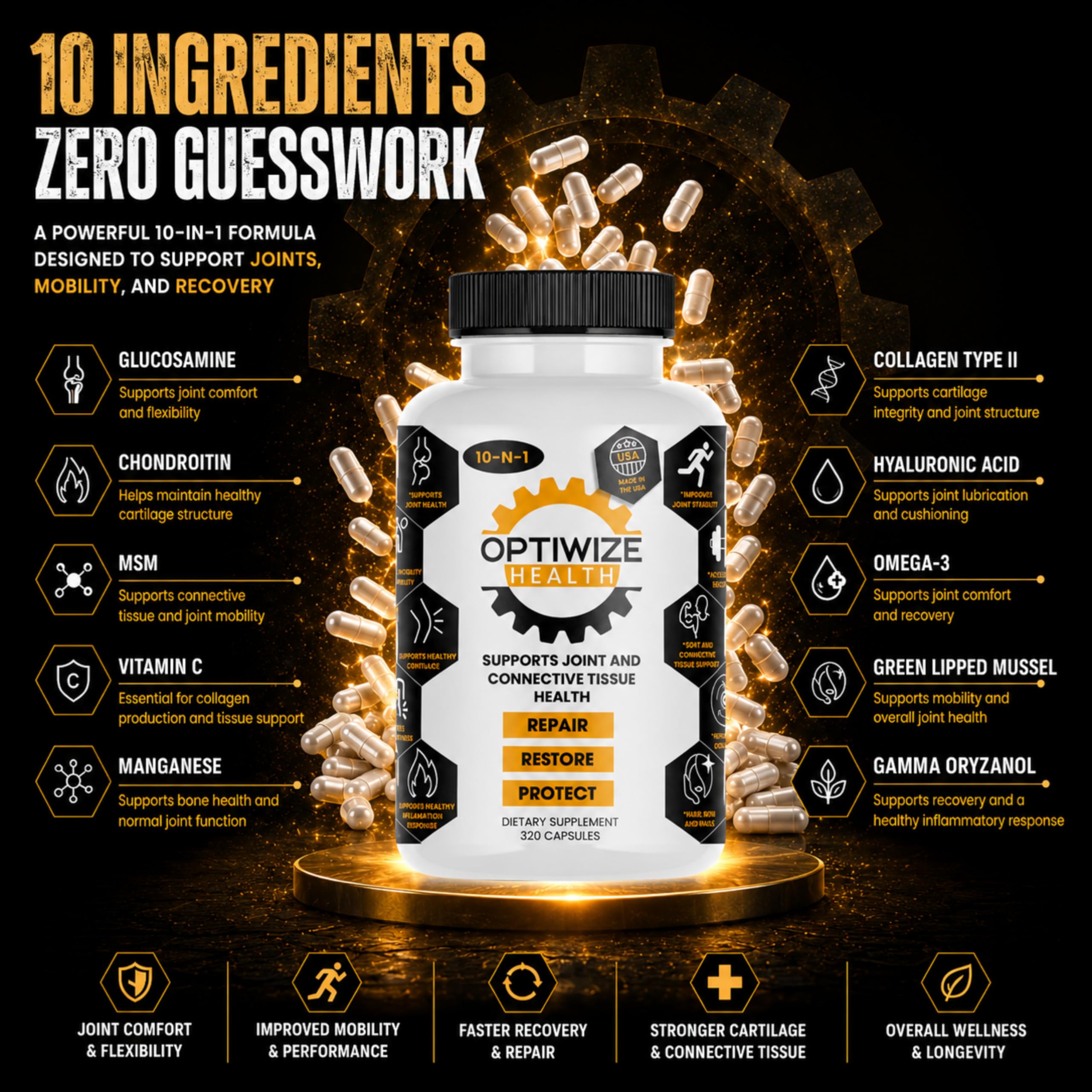 OptiWize 320 capsule bottle supplement label details