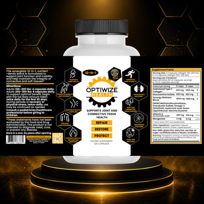 OptiWize 10-N-1 dietary supplement bottle for joint mobility