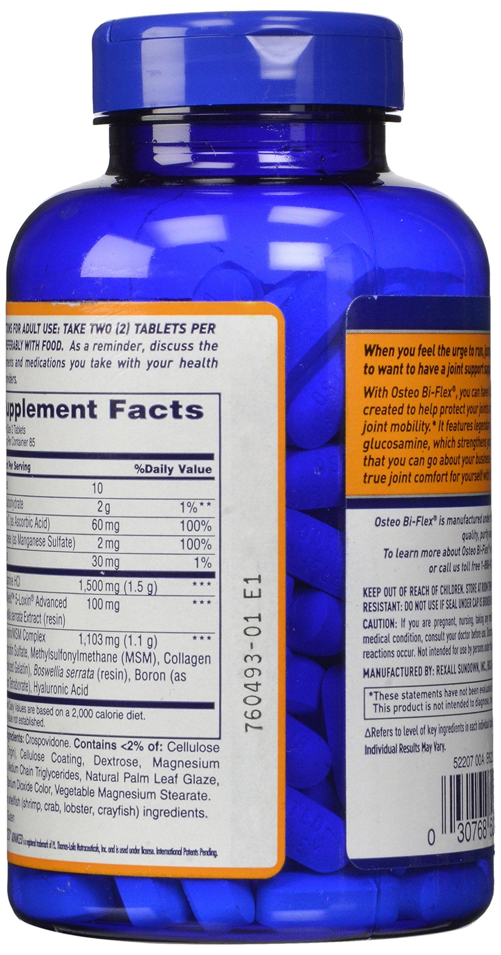 Back label view showing supplement facts and ingredients