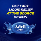 Advil PM liquid filled capsules close up