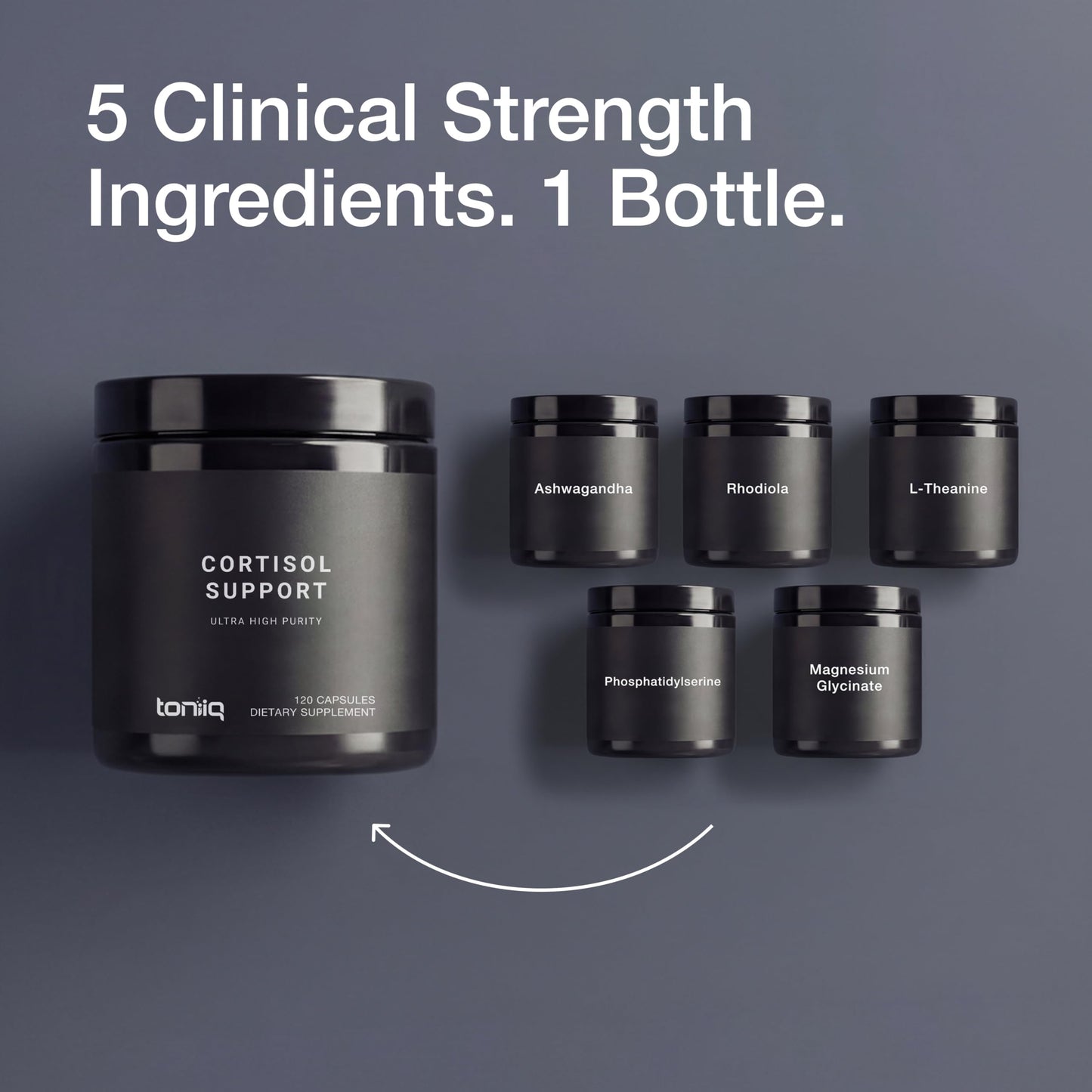 Toniiq adrenal health and stress relief capsules for daily wellness routines.
