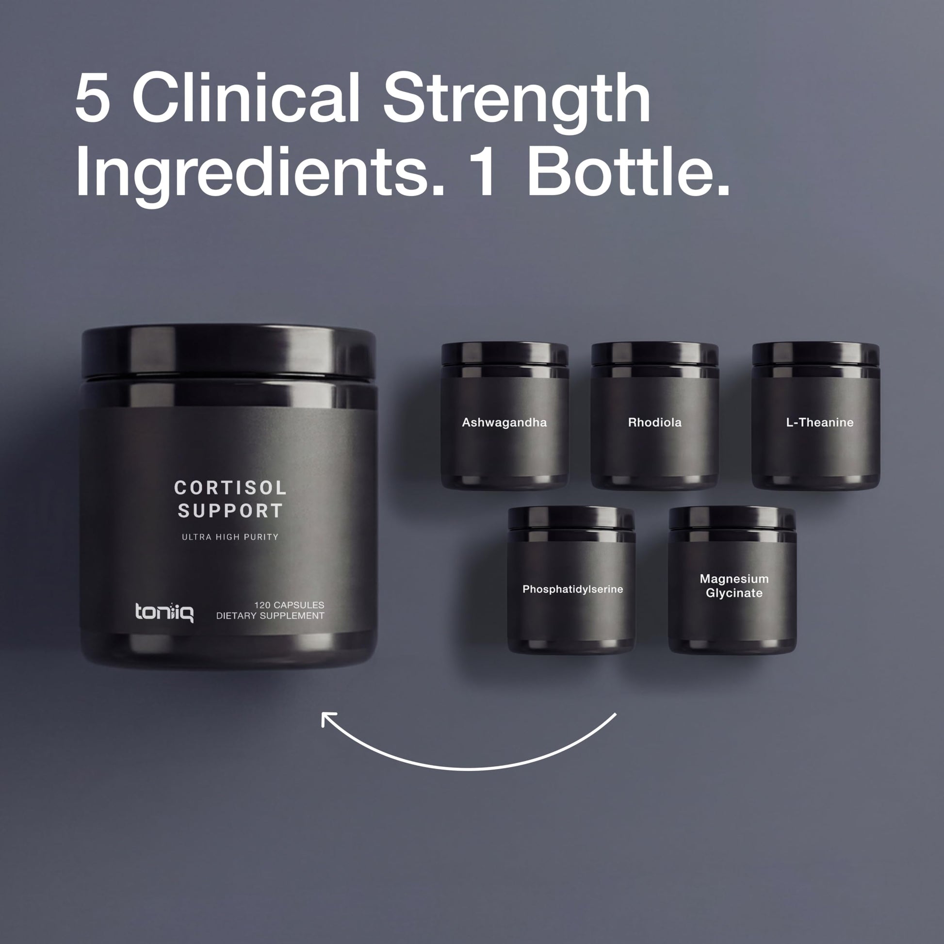 Toniiq adrenal health and stress relief capsules for daily wellness routines.