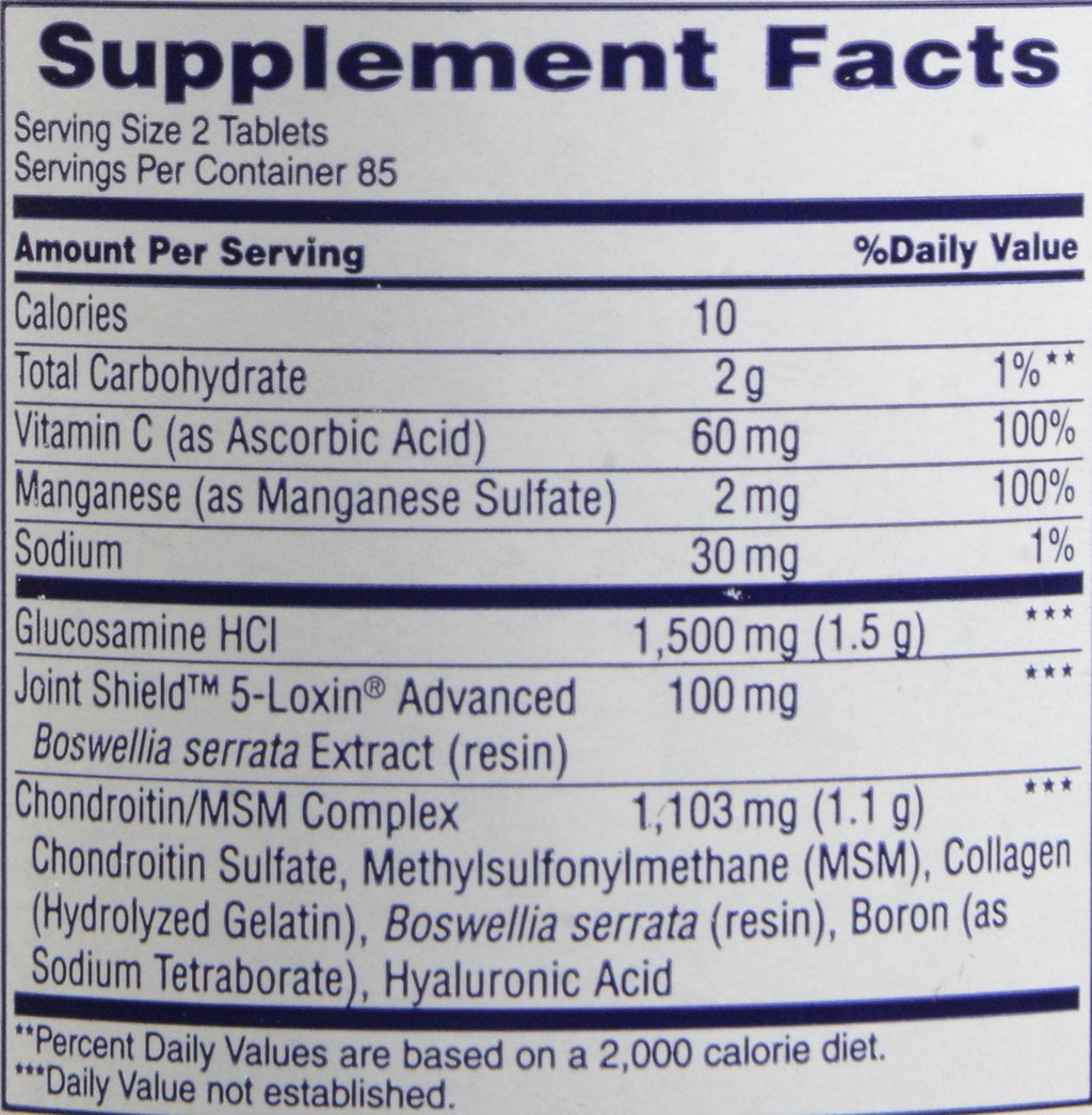 Nutritional information and daily dosage breakdown panel