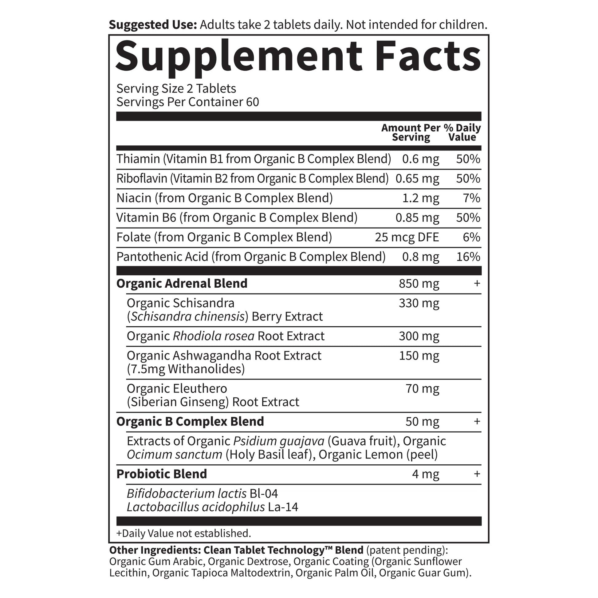 Close up view of the vegan tablets from Garden of Life mykind Organics adrenal wellness formula.