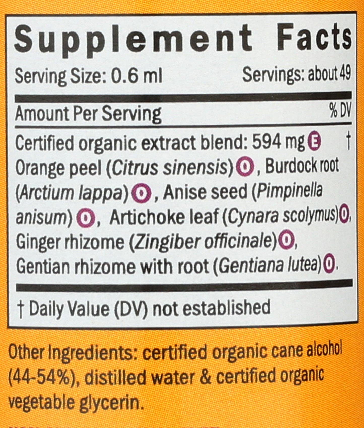 Herb Pharm Better Bitters Classic supplement label listing organic gentian root and ginger ingredients