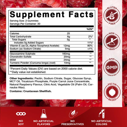 Two bottles of Vitamatic joint support gummies with MSM and Vitamin E