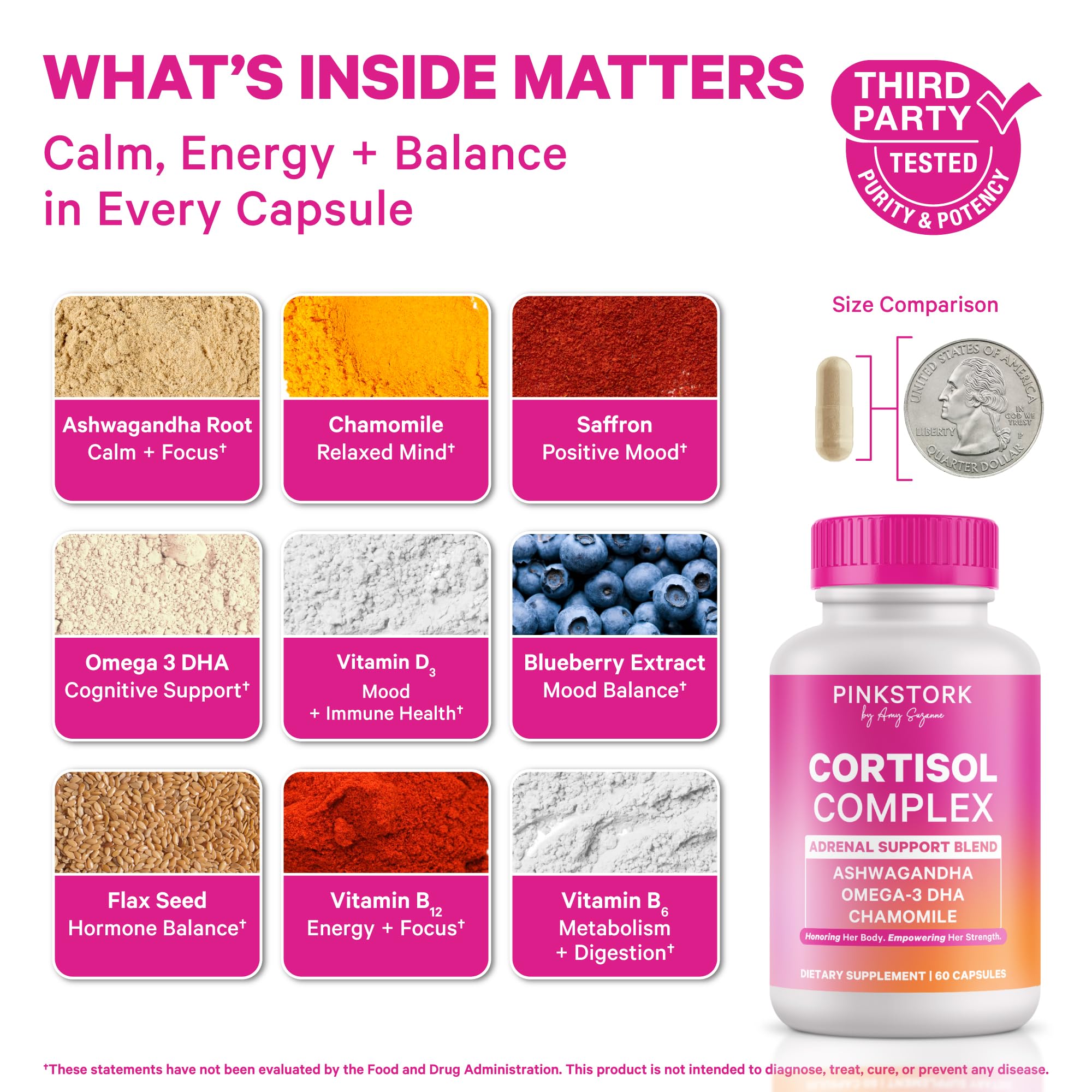Pink Stork Cortisol Support supplement nutrition facts label ingredients