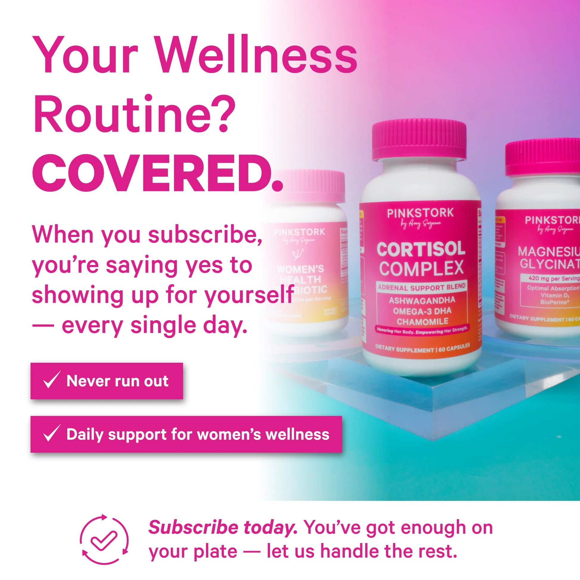Pink Stork stress and anxiety relief capsules for women