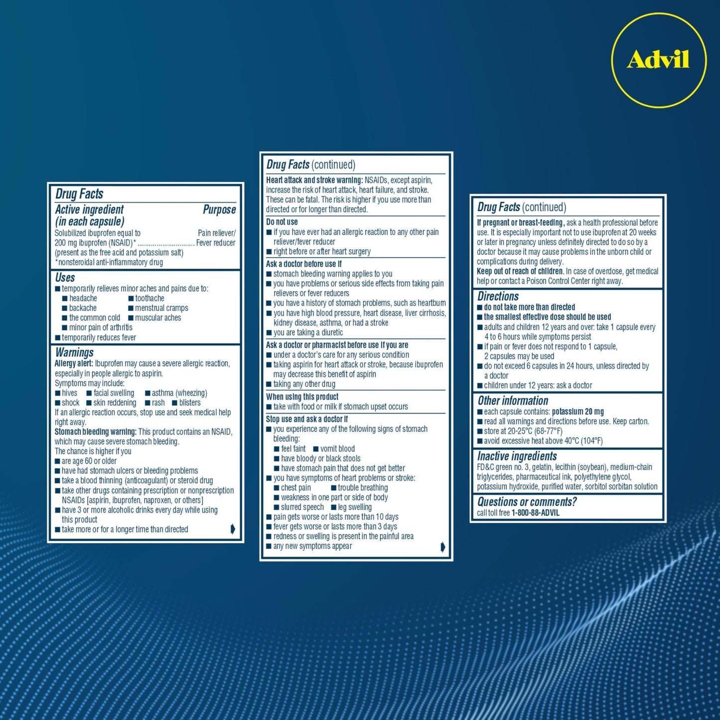 Packaging details for Advil USA imported medicine