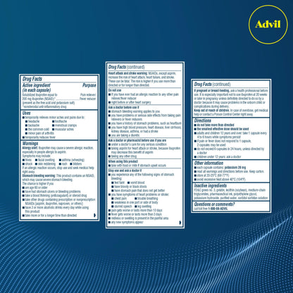 Packaging details for Advil USA imported medicine