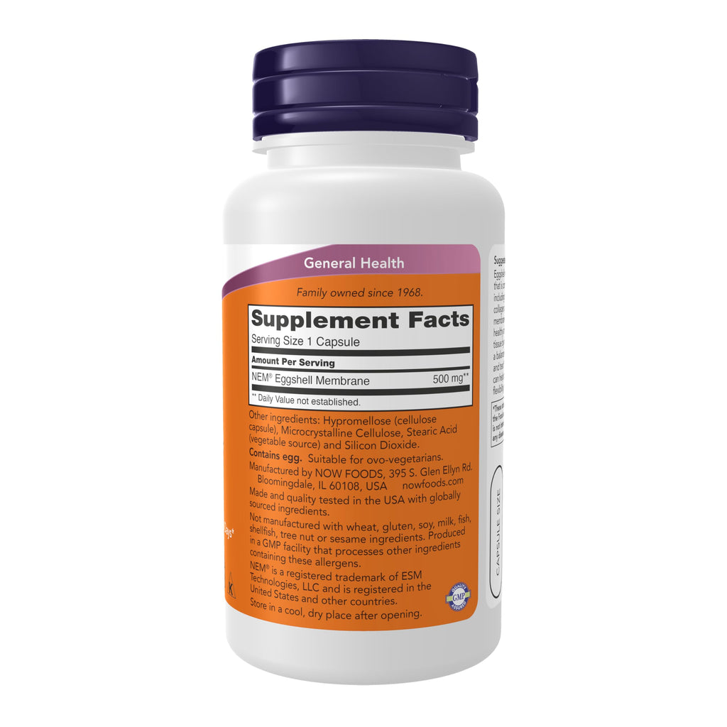 Now Foods Eggshell Membrane supplement facts and ingredients label