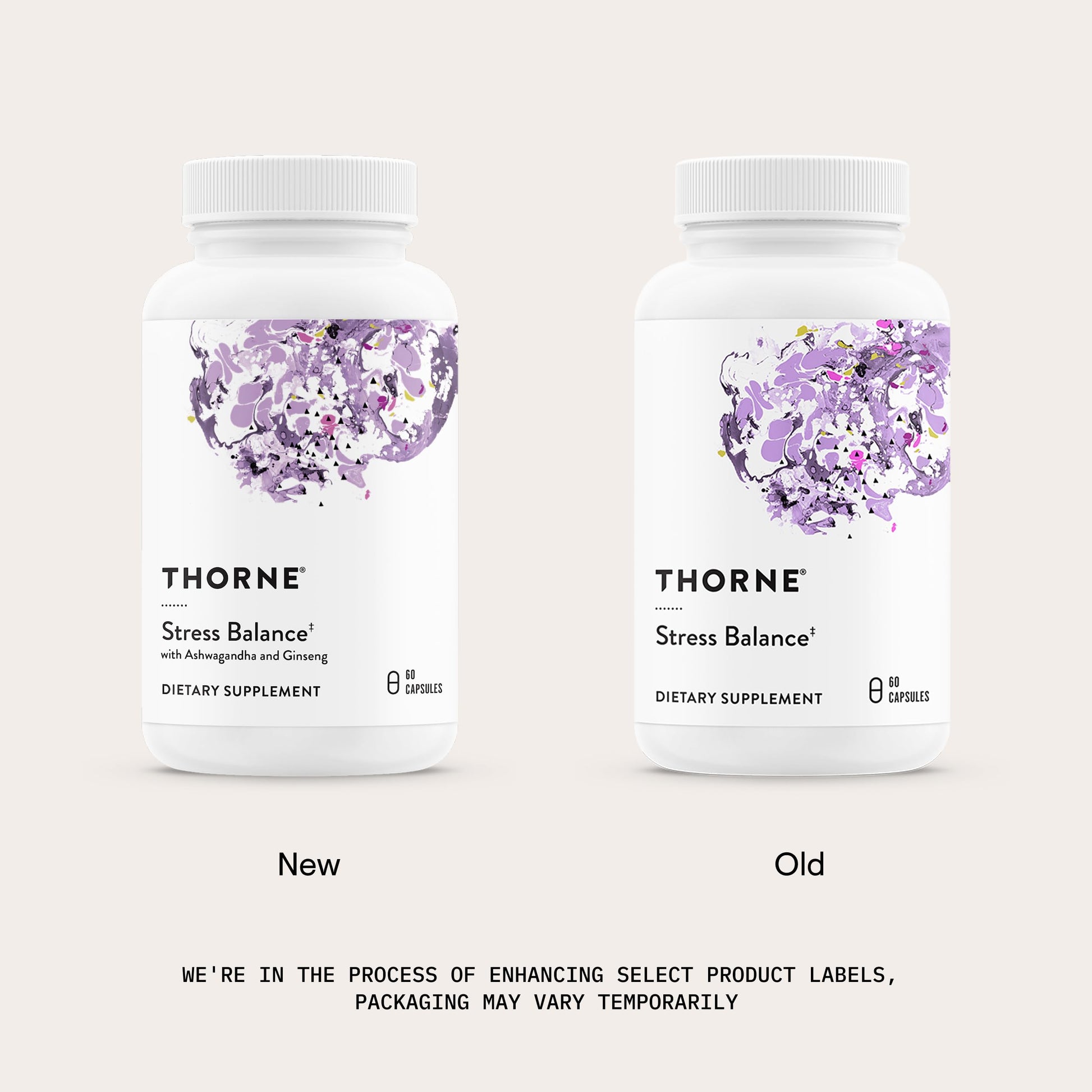 Thorne Stress Balance capsules bottle showcasing KSM-66 Ashwagandha extract branding