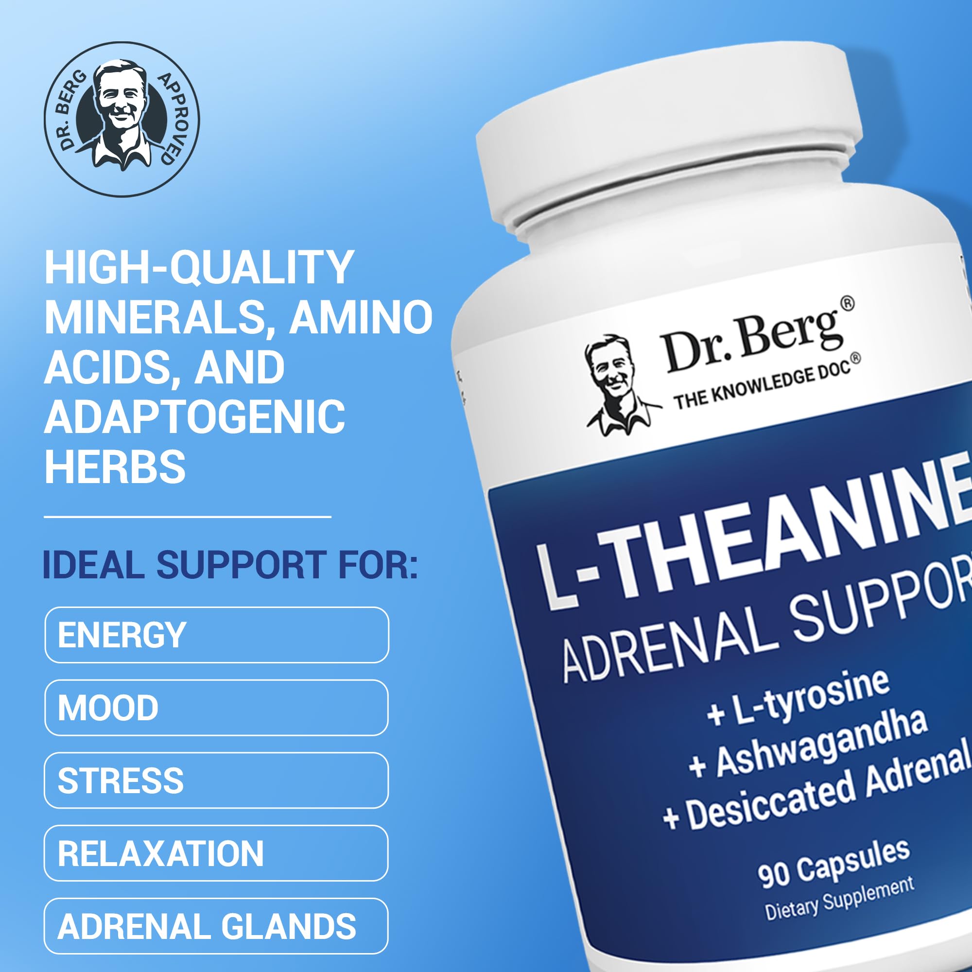Dr. Berg stress relief supplement with ashwagandha supplement facts label