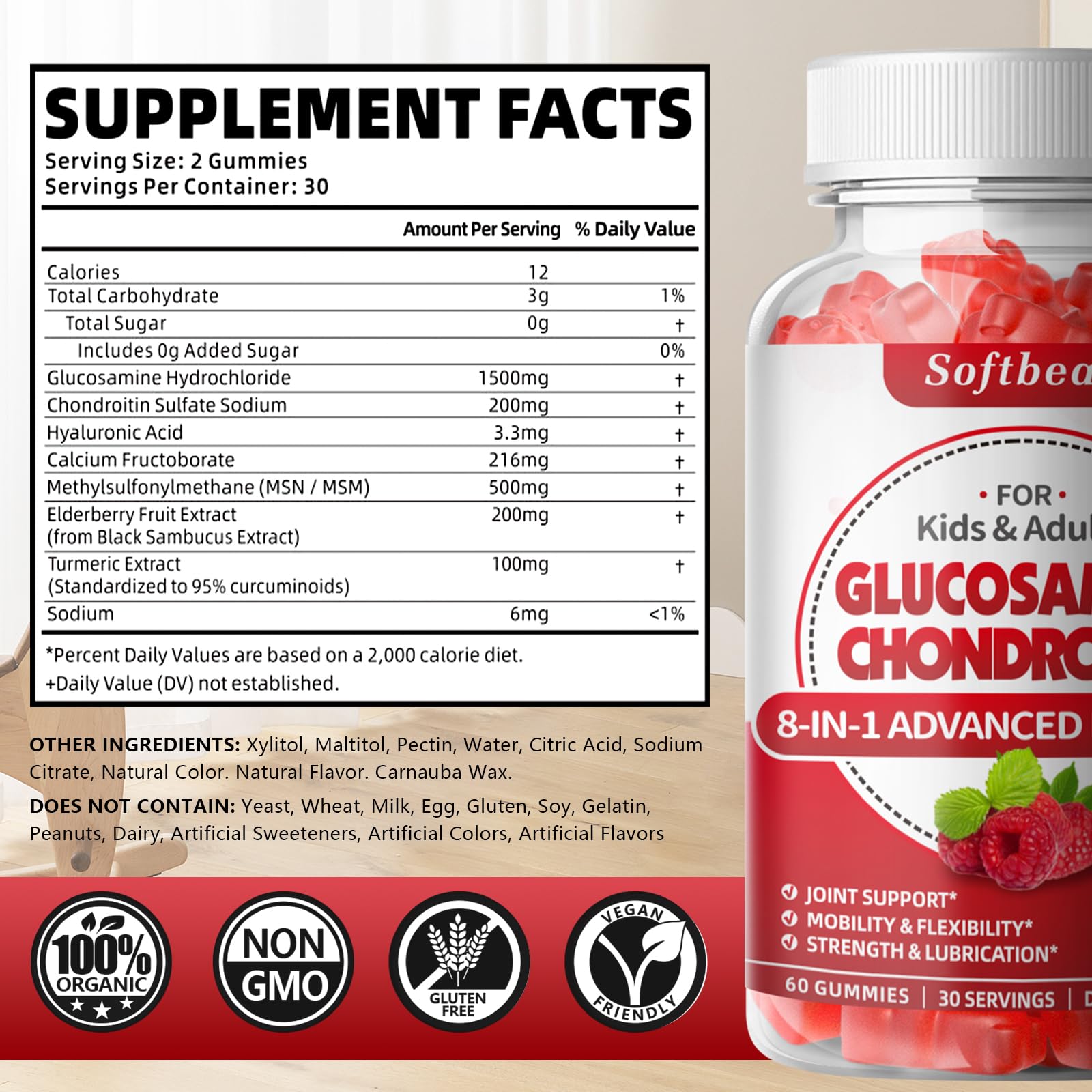 Softbear joint support supplement label details