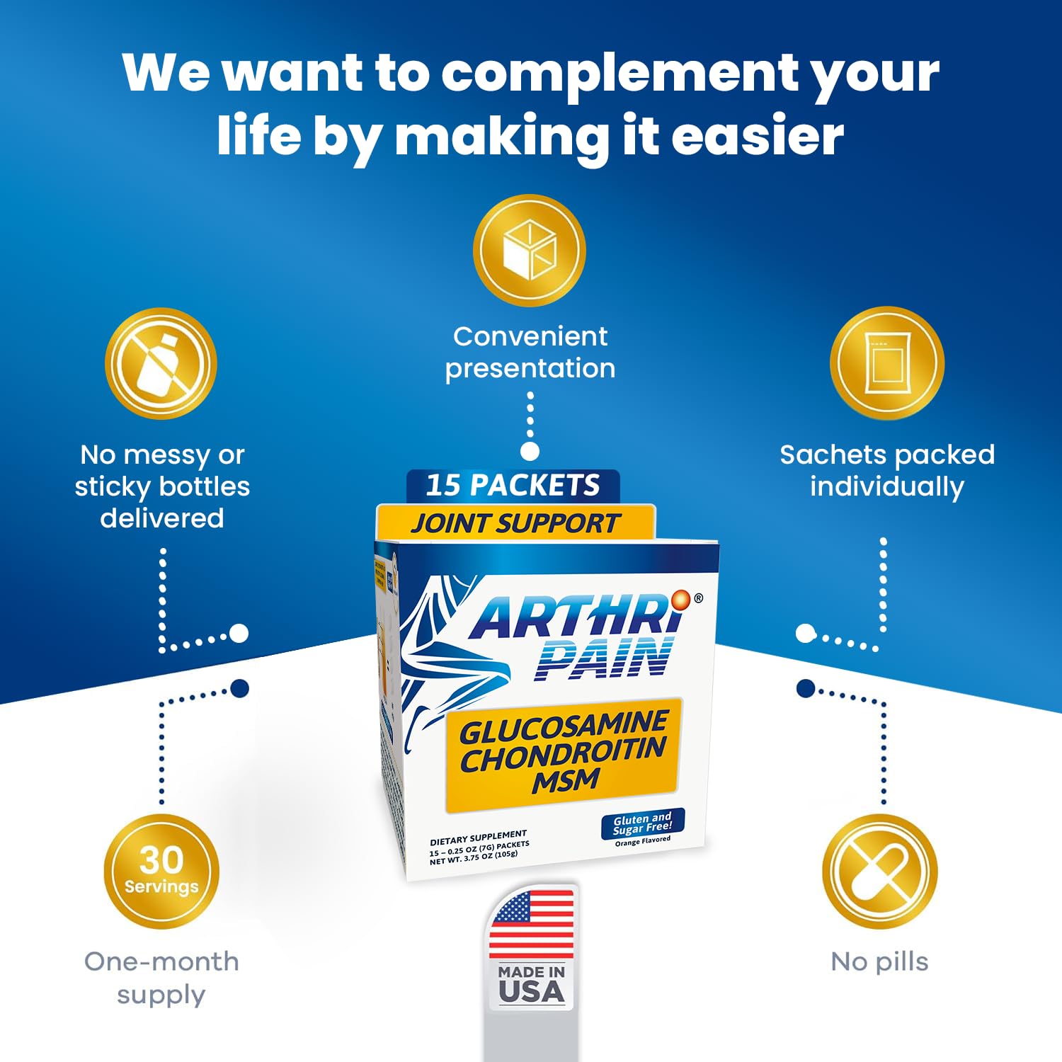Arthripain powdered supplement sachet product shot