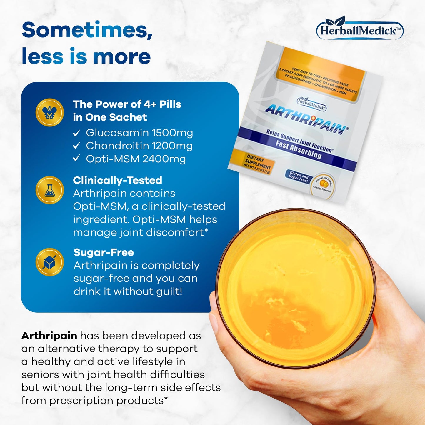 Close up of Arthripain joint support nutrition facts label