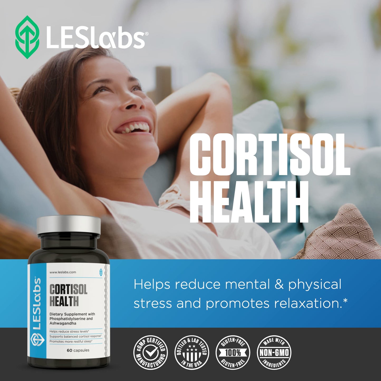 LES Labs Cortisol Health premium adrenal support supplement for deep sleep