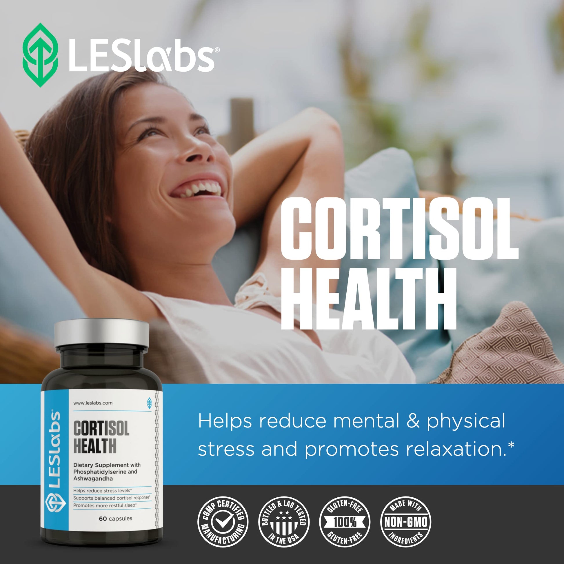 LES Labs Cortisol Health premium adrenal support supplement for deep sleep