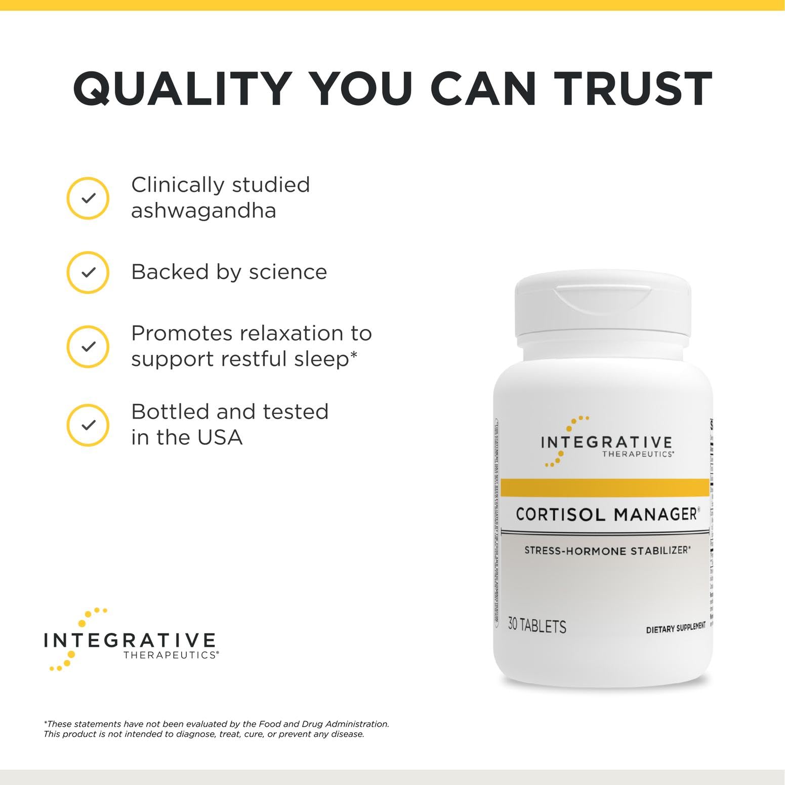 Integrative Therapeutics stress reducing proprietary blend tablets close up view
