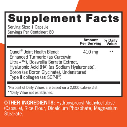 Qunol 5-in-1 joint health supplement label details