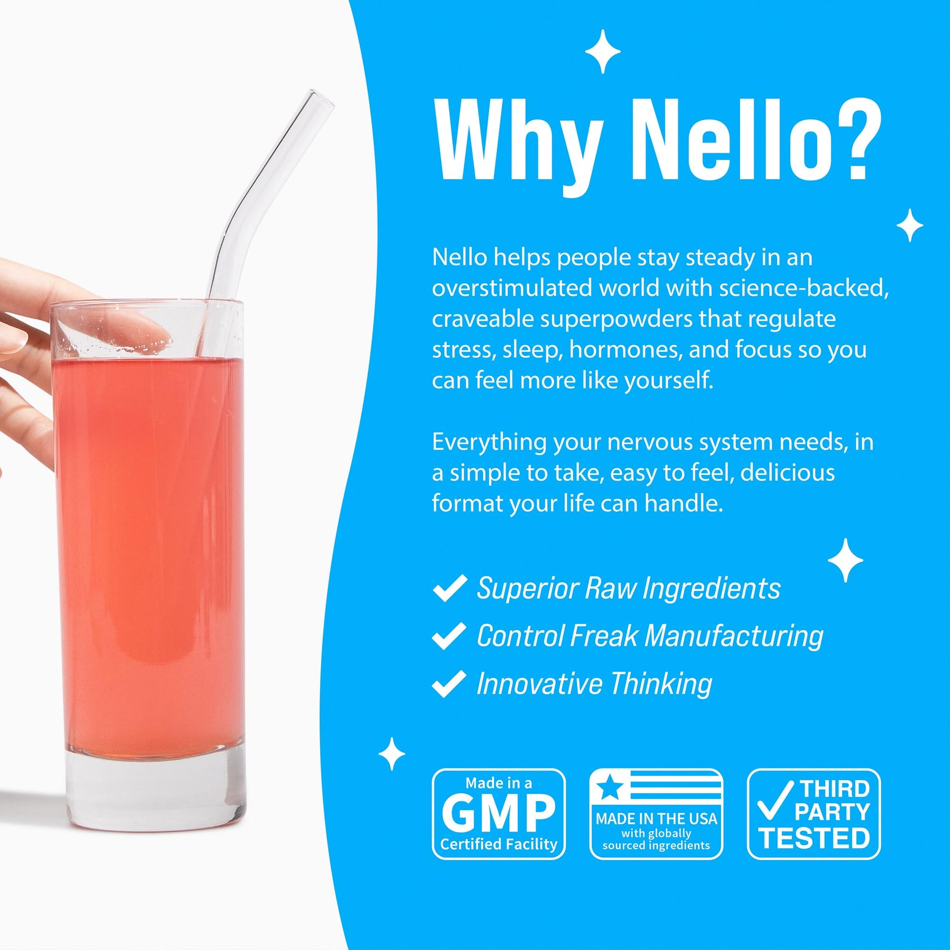 Nello Supercalm Strawberries and Cream flavor callout close up