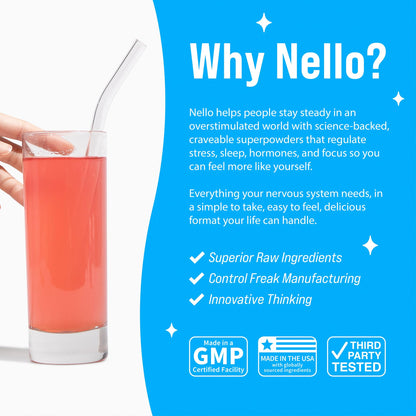 Nello Supercalm Strawberries and Cream flavor callout close up