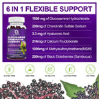 Extra strength glucosamine gummies bottle displayed with elderberry graphics