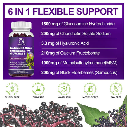 Nutritional facts panel on Gongota joint support supplement bottle