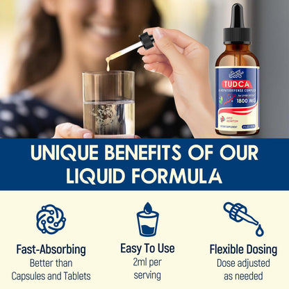 LimerenxLush TUDCA liquid drops showing sugar free and alcohol free seals