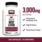 Force Factor Primal Origins Beef Liver ingredients and directions side view
