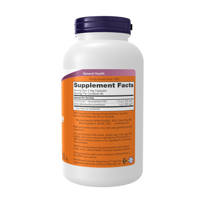 Now Foods joint health supplement showing dietary facts and non shellfish certification