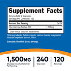 Nutricost Glucosamine Sulfate supplement facts nutritional label